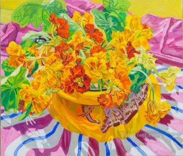 flores en maceta sobre tela JF realismo bodegón Pinturas al óleo